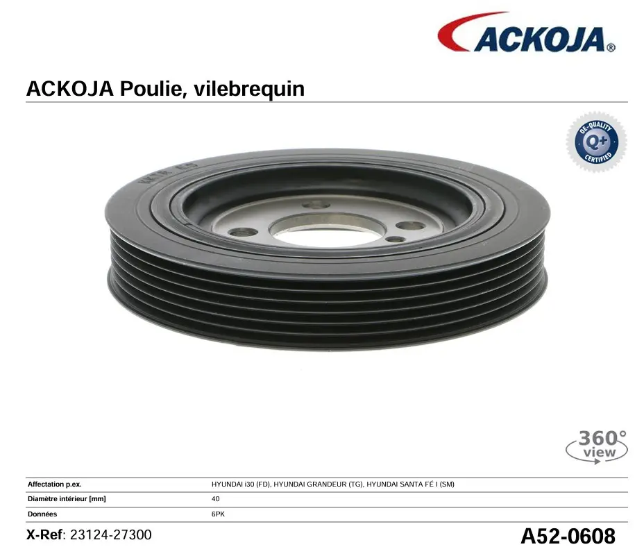 ACKOJA A52-0608 POULIE VILEBREQUIN