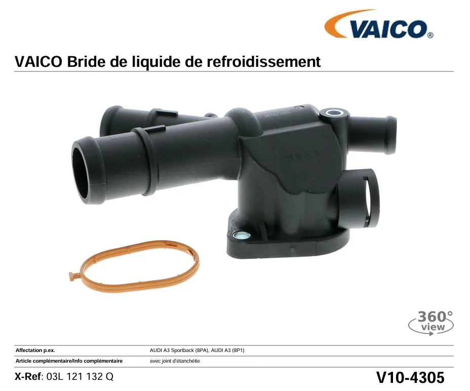 VAICO V10-4305 BRIDE DE LIQUIDE DE REFROIDISSEMENT