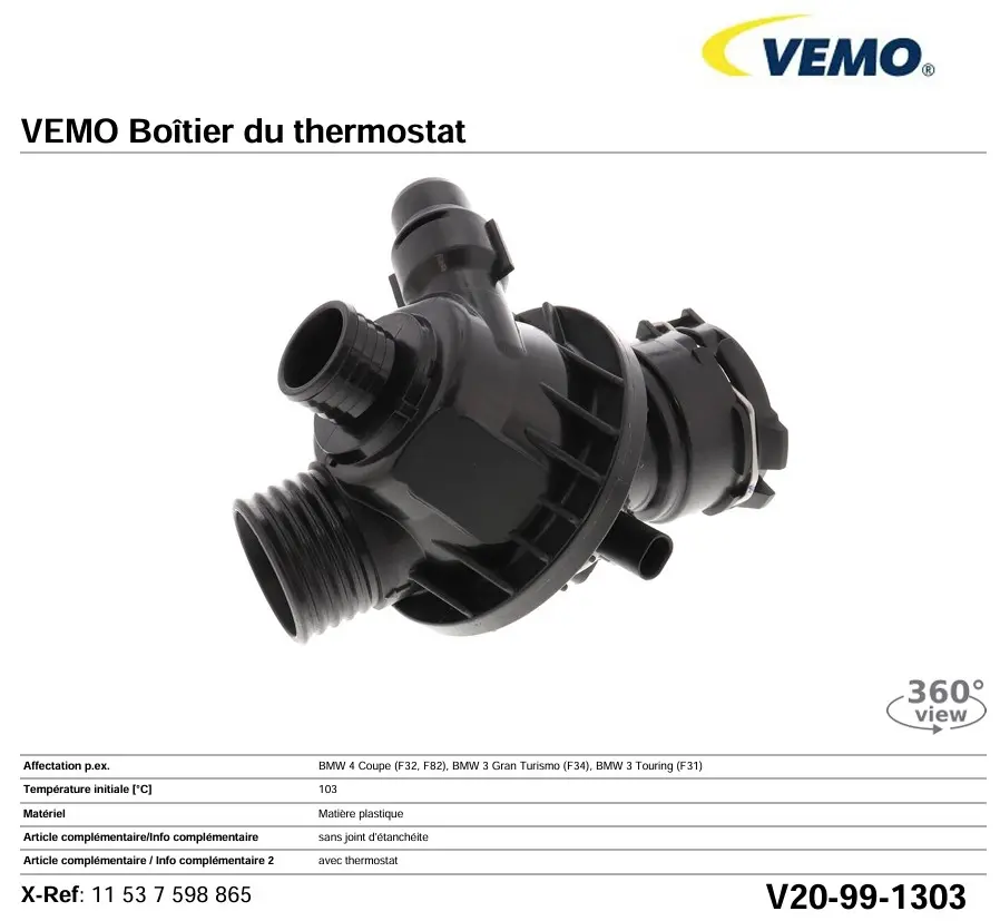 VEMO V20-99-1303 BOITIER DE THERMOSTAT D'EAU