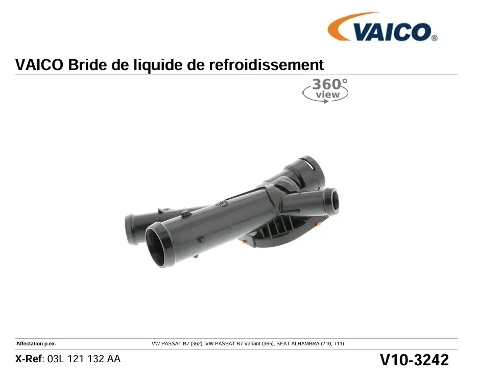 VAICO V10-3242 BRIDE DE LIQUIDE DE REFROIDISSEMENT
