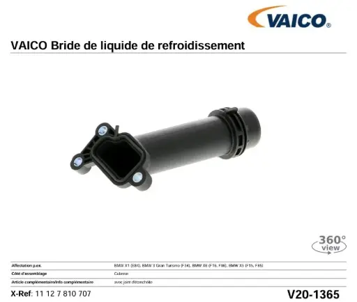 VAICO V20-1365 BRIDE DE LIQUIDE DE REFROIDISSEMENT